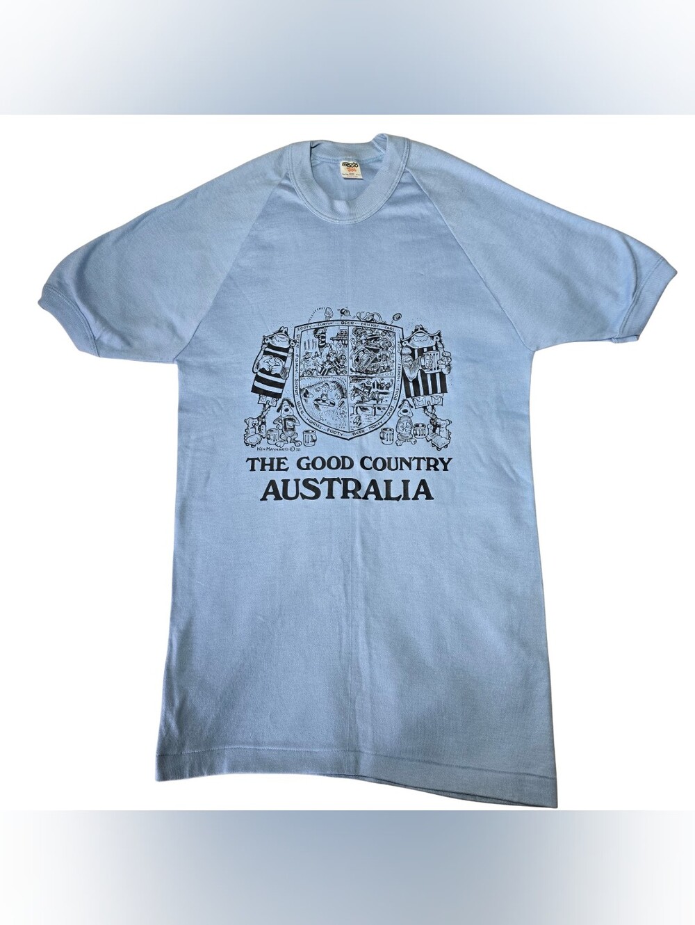 Vintage '75 'The Good Country Australia' Ken Maynard Light Blue Graphic Tee S/M